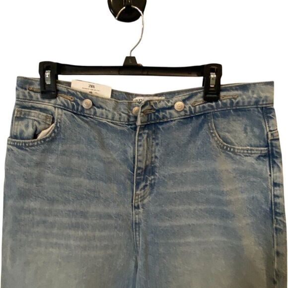 Zara Womens Jeans EU 38 US 6 Blue Wide Leg Adjustable Relaxed Fit 6186/242 NWT - Picture 4 of 12